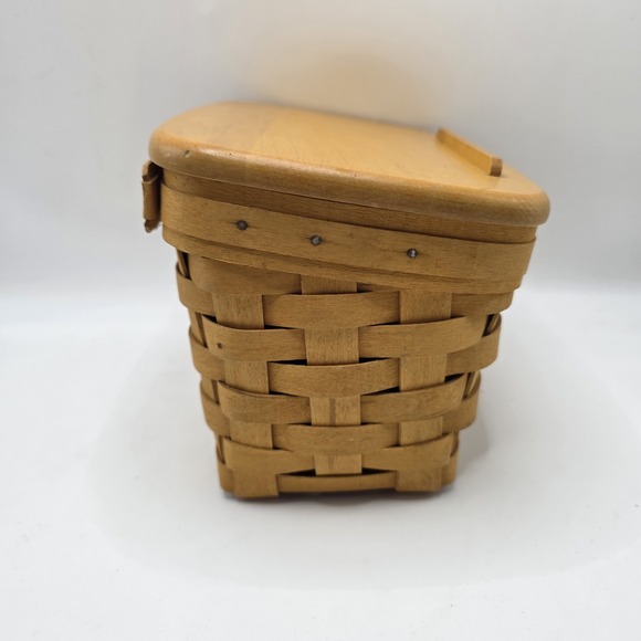Vintage Longaberger Woodcrafts Rectangular Basket with Wooden Lid Handwoven - Picture 6 of 8